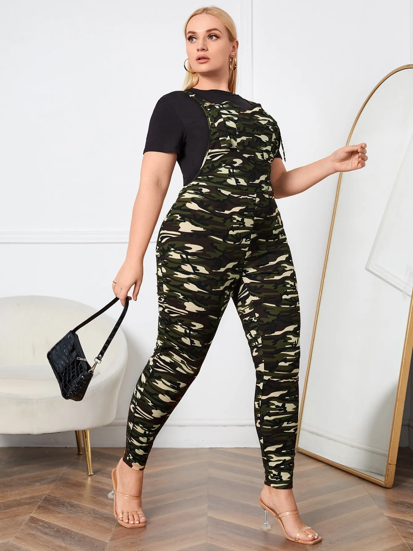 Plus 1pc Camo Print Jumpsuit