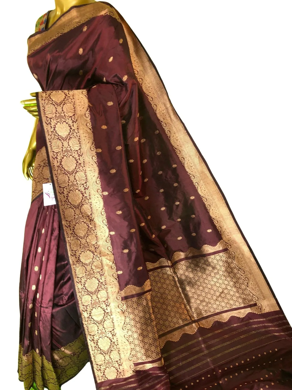 Port Wine Color Katan Banarasi Saree