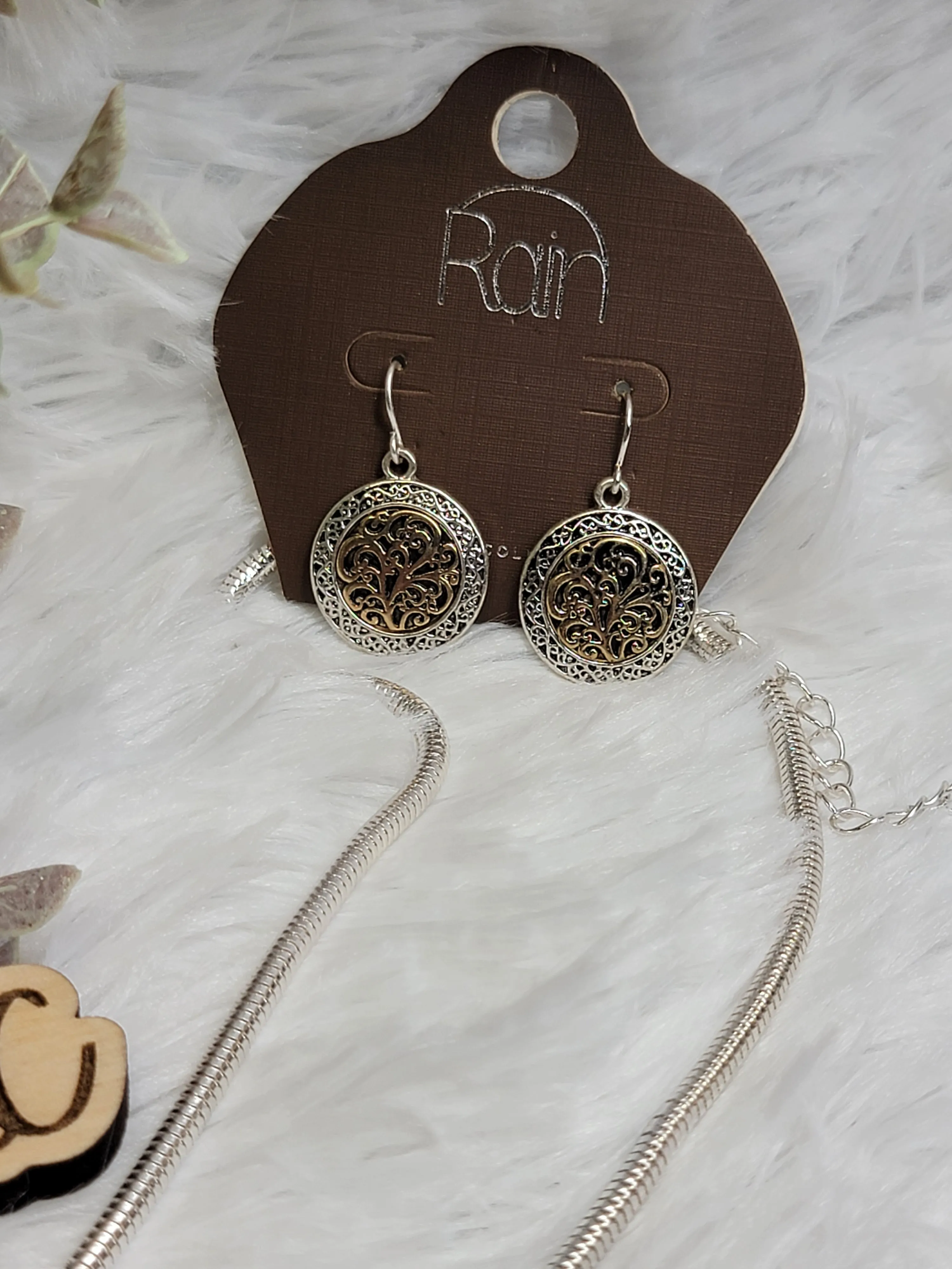 Rain - Two Tone Double Sided Filigree Necklace Set