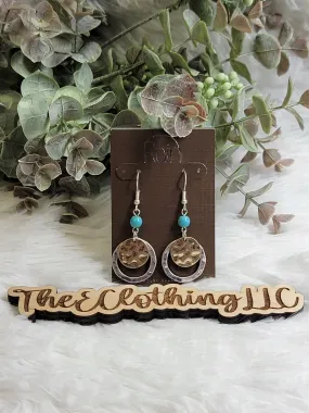 Rain - Two Tone Turquoise Gem Round Drop Earring