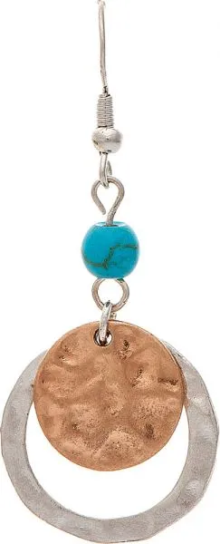 Rain - Two Tone Turquoise Gem Round Drop Earring