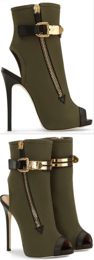 'Roxie' Leather Trimmed Canvas Bootie