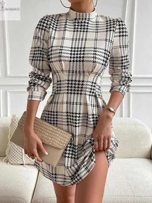 Ruched Mini Dress Long Sleeve