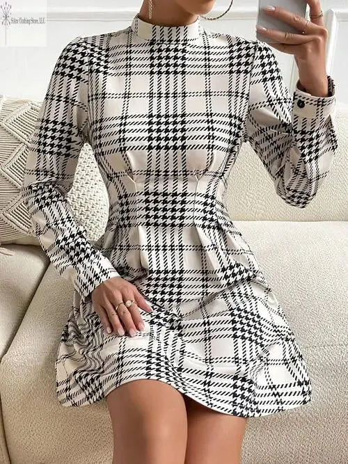 Ruched Mini Dress Long Sleeve