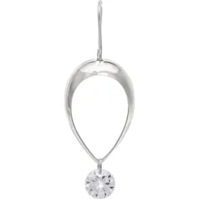 Silver Dome Top CZ Point Earrings