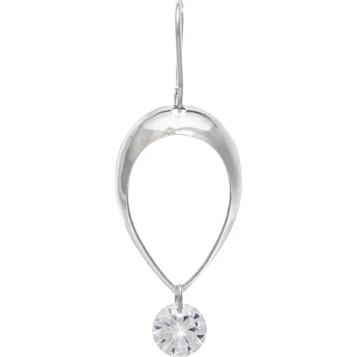 Silver Dome Top CZ Point Earrings