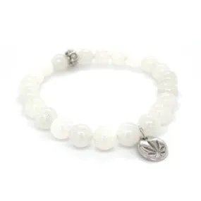 Snow Quartz Beaded Bracelet Sterling Silver Charm