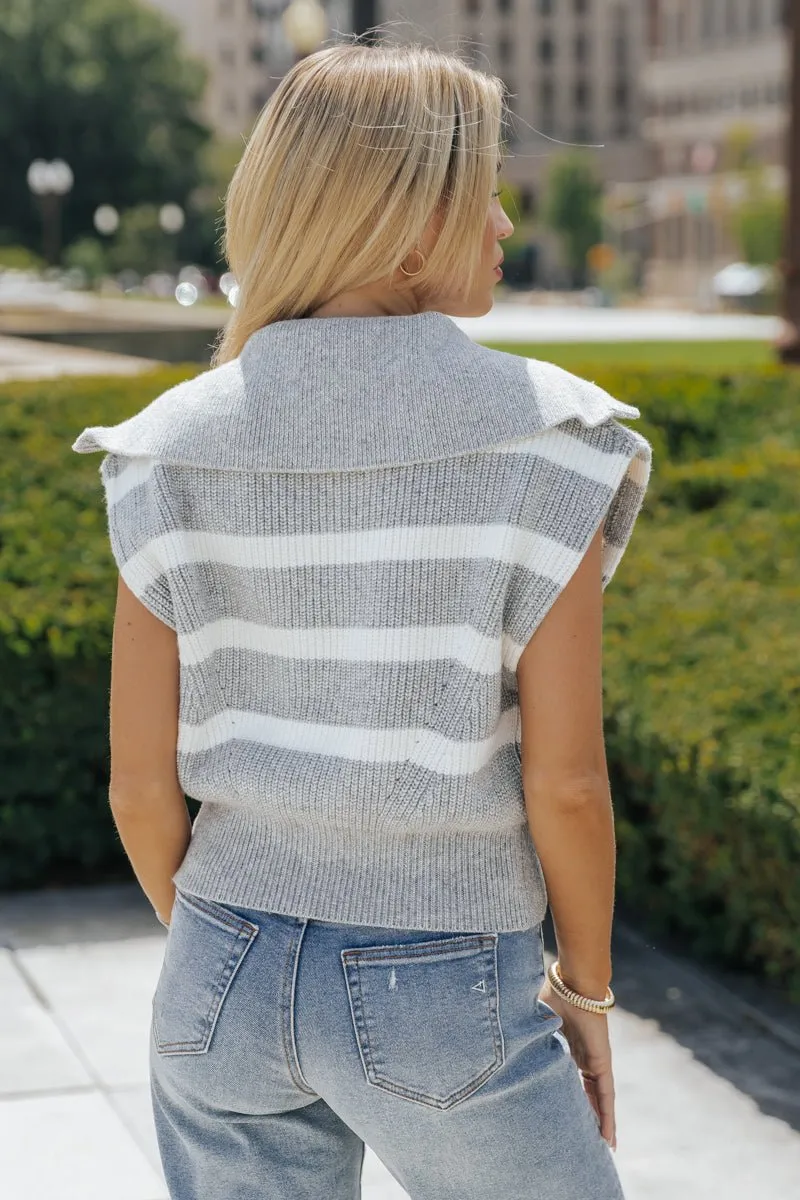 Steve Madden Marant Grey Striped Sweater