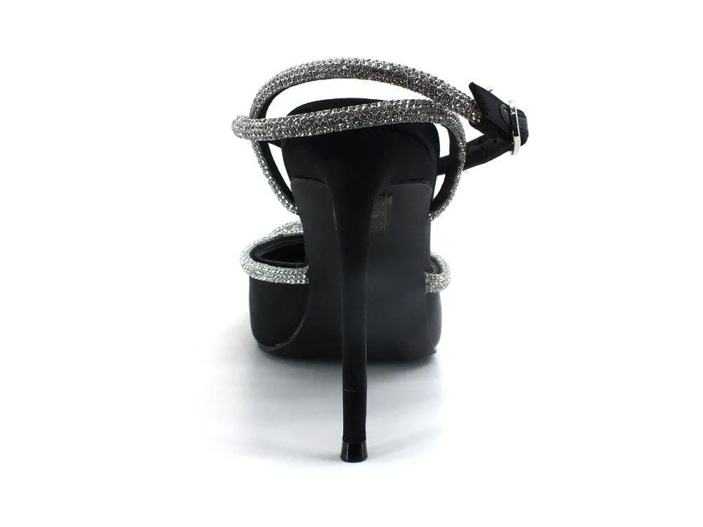 STEVE MADDEN Viable Sandalo Tacco Strass Black Nero VIAB01S1