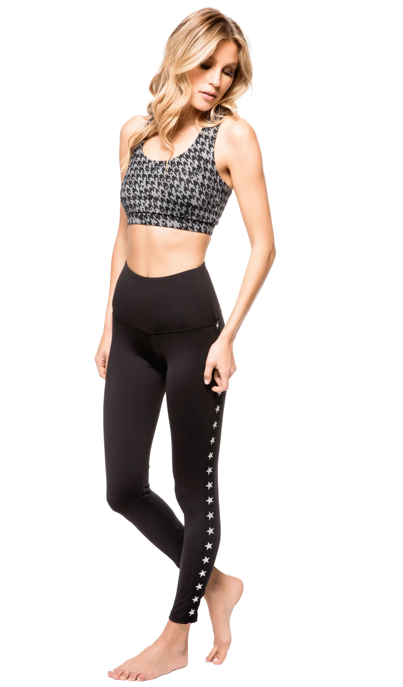 Strut This Sage Ankle Black/Silver Star Elastic Legging